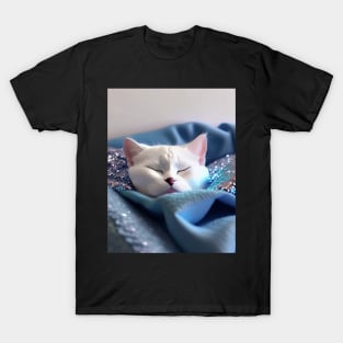 Sleepy White British Shorthair Cat T-Shirt